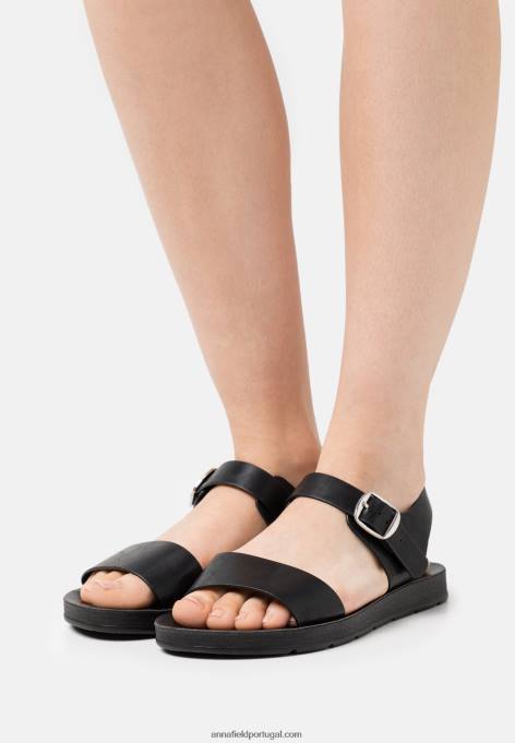 mulheres sandália preta F4BZ0D1306 Anna Field