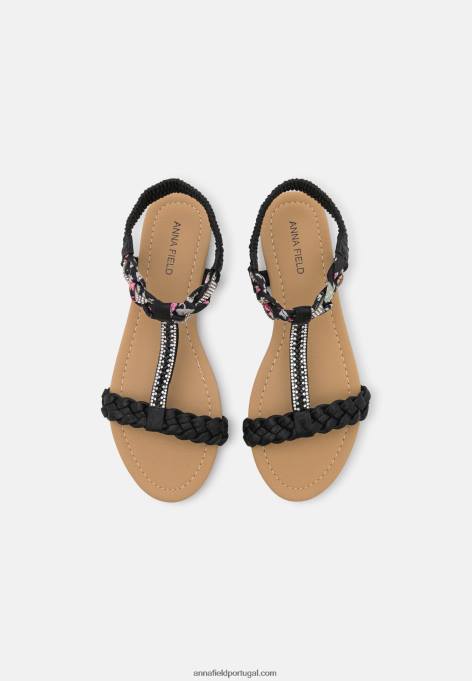 mulheres sandália preta F4BZ0D1346 Anna Field