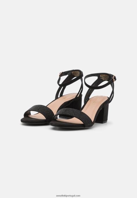 mulheres sandália preta F4BZ0D1374 Anna Field