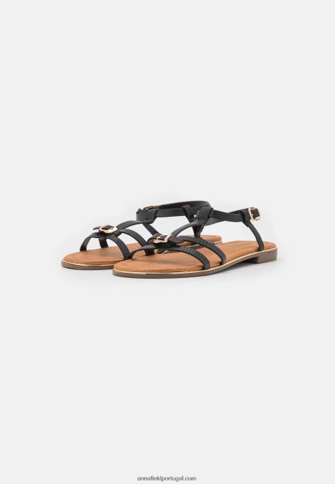 mulheres sandália preta F4BZ0D1410 Anna Field