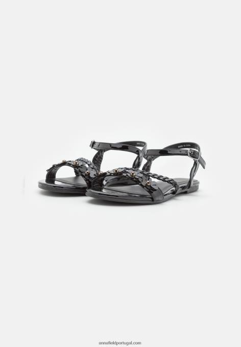 mulheres sandália preta F4BZ0D1412 Anna Field