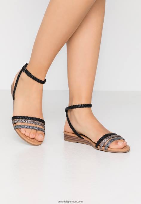 mulheres sandália preta/prata F4BZ0D1248 Anna Field