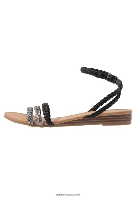 mulheres sandália preta/prata F4BZ0D1248 Anna Field