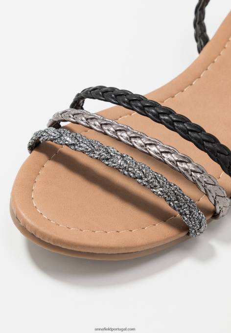 mulheres sandália preta/prata F4BZ0D1248 Anna Field