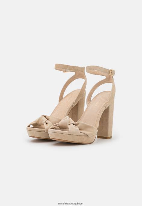 mulheres sandália salto alto couro bege F4BZ0D1578 Anna Field