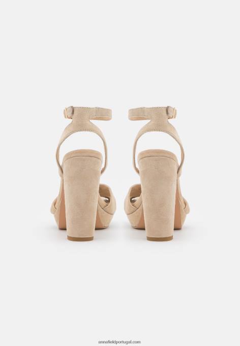 mulheres sandália salto alto couro bege F4BZ0D1578 Anna Field
