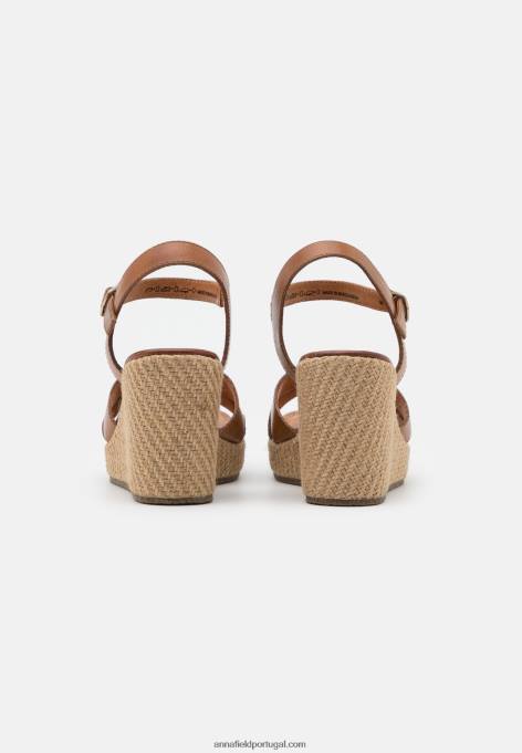 mulheres sandália salto alto couro conhaque F4BZ0D1478 Anna Field