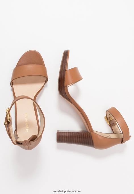 mulheres sandália salto alto couro conhaque F4BZ0D1549 Anna Field