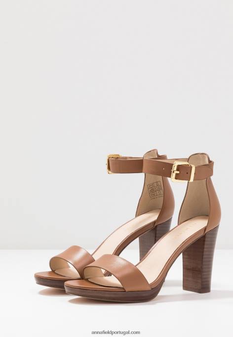 mulheres sandália salto alto couro conhaque F4BZ0D1549 Anna Field