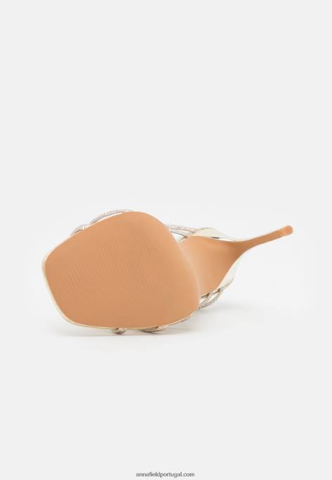 mulheres sandália salto alto couro dourado F4BZ0D1354 Anna Field