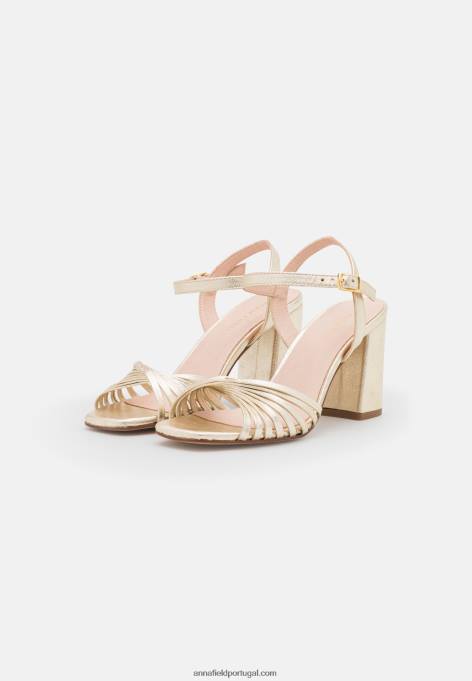 mulheres sandália salto alto couro dourado F4BZ0D1397 Anna Field