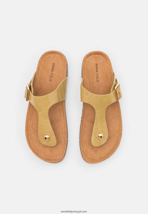 mulheres sandália t-bar caqui F4BZ0D1543 Anna Field