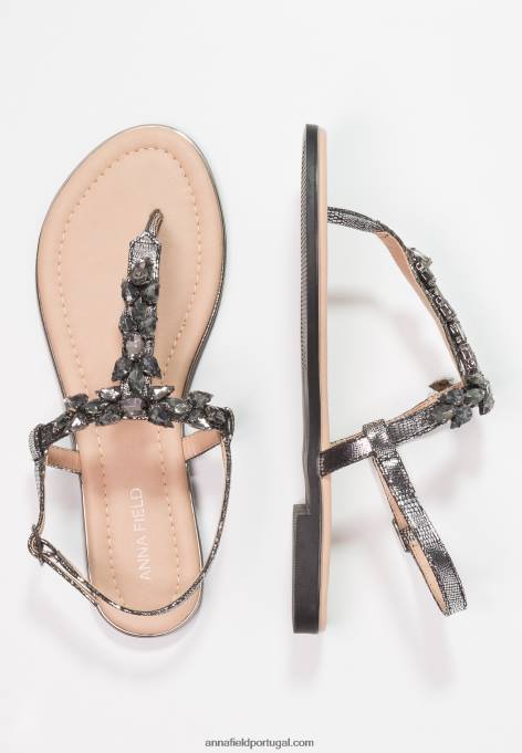 mulheres sandália t-bar cinza escuro F4BZ0D1542 Anna Field