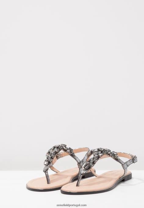 mulheres sandália t-bar cinza escuro F4BZ0D1542 Anna Field