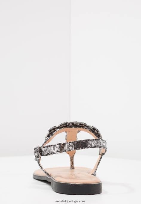 mulheres sandália t-bar cinza escuro F4BZ0D1542 Anna Field