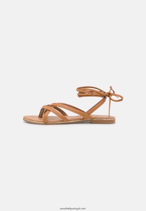 mulheres sandália t-bar conhaque F4BZ0D1501 Anna Field
