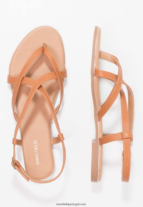 mulheres sandália t-bar conhaque F4BZ0D1508 Anna Field