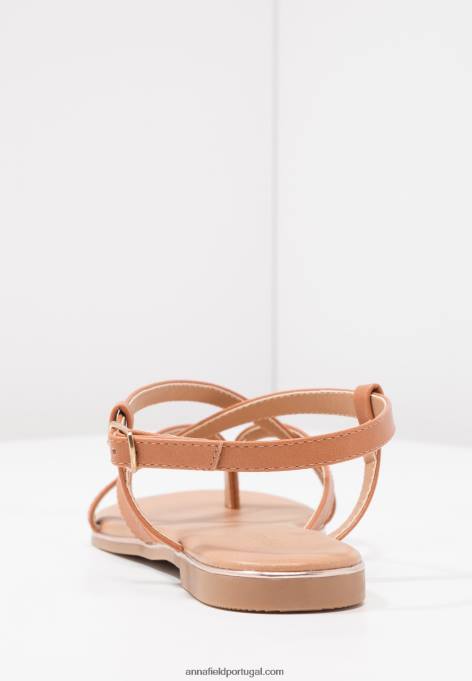mulheres sandália t-bar conhaque F4BZ0D1508 Anna Field