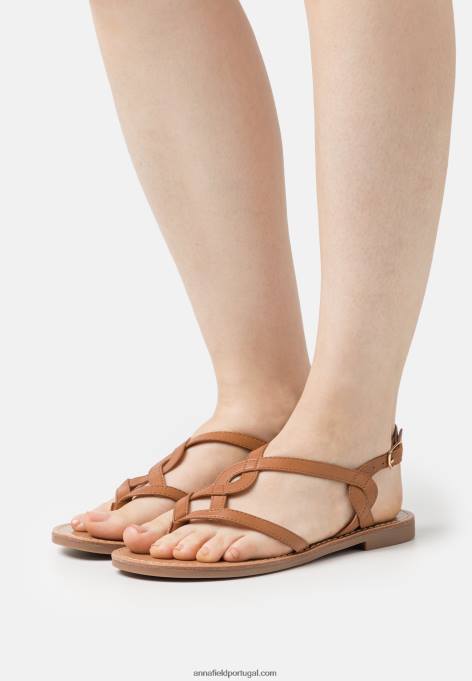 mulheres sandália t-bar conhaque F4BZ0D1527 Anna Field