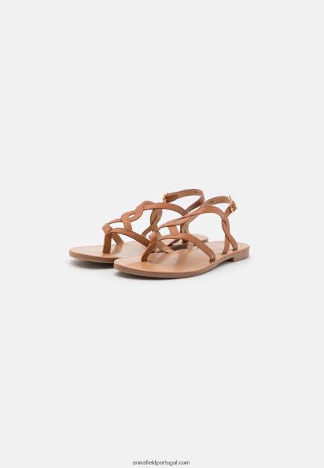 mulheres sandália t-bar conhaque F4BZ0D1527 Anna Field