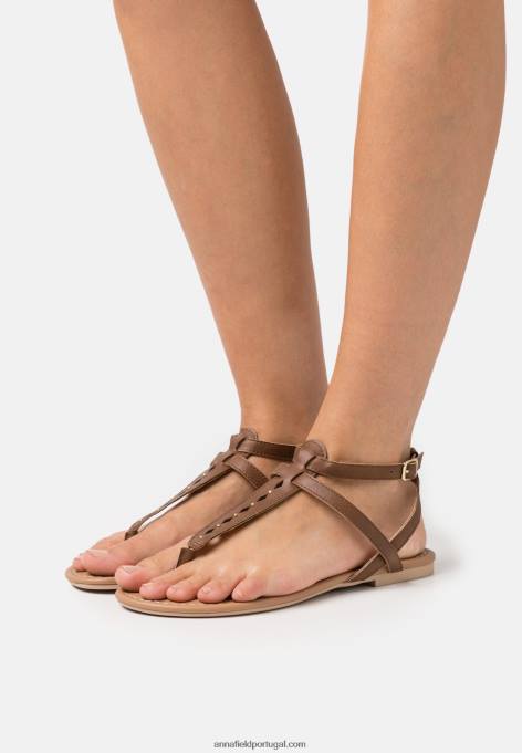 mulheres sandália t-bar conhaque F4BZ0D1537 Anna Field