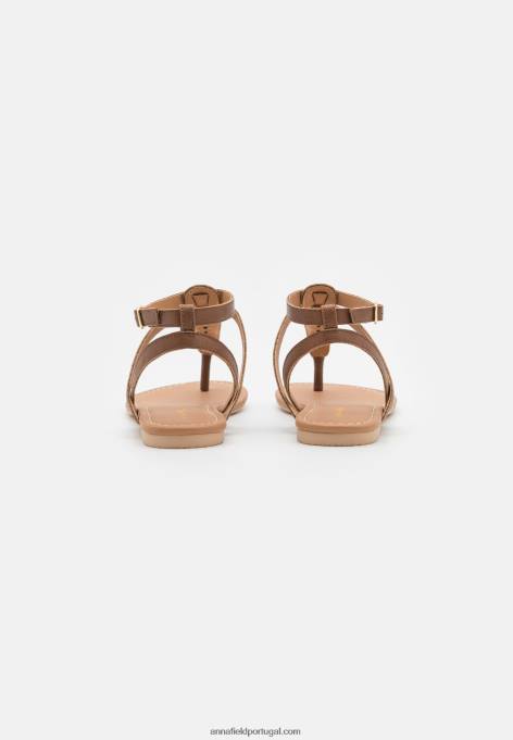 mulheres sandália t-bar conhaque F4BZ0D1537 Anna Field