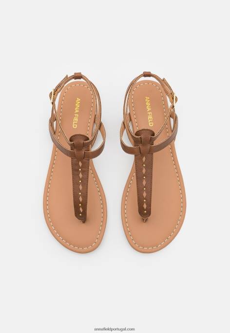 mulheres sandália t-bar conhaque F4BZ0D1537 Anna Field