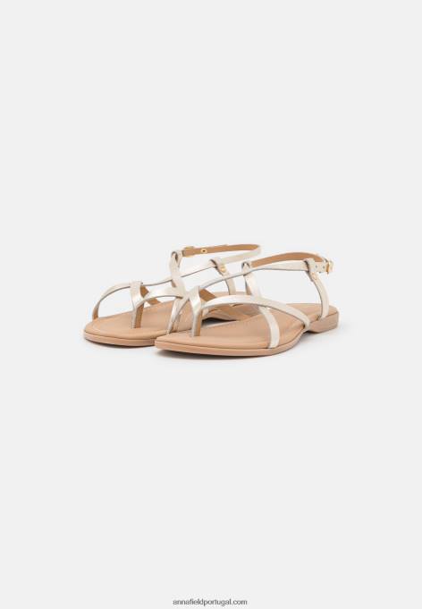 mulheres sandália t-bar de couro dourada F4BZ0D1522 Anna Field