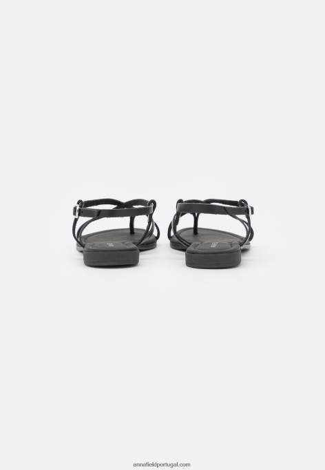 mulheres sandália t-bar de couro preta F4BZ0D1532 Anna Field