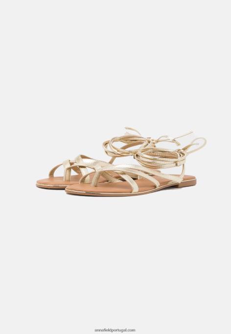 mulheres sandália t-bar dourada F4BZ0D1509 Anna Field