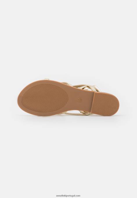 mulheres sandália t-bar dourada F4BZ0D1509 Anna Field