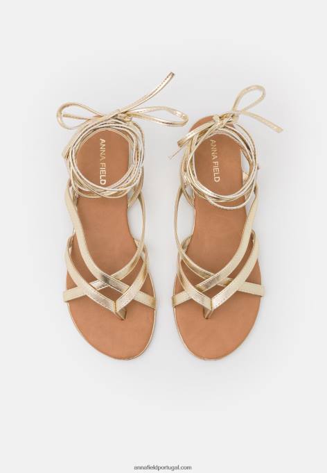 mulheres sandália t-bar dourada F4BZ0D1509 Anna Field