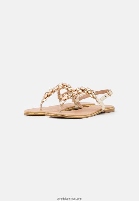 mulheres sandália t-bar dourada F4BZ0D1517 Anna Field