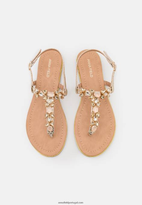 mulheres sandália t-bar dourada F4BZ0D1517 Anna Field