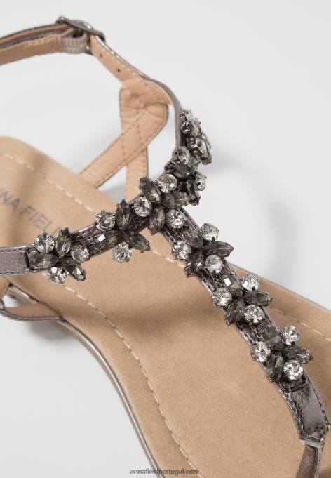 mulheres sandália t-bar gunmetall F4BZ0D1515 Anna Field