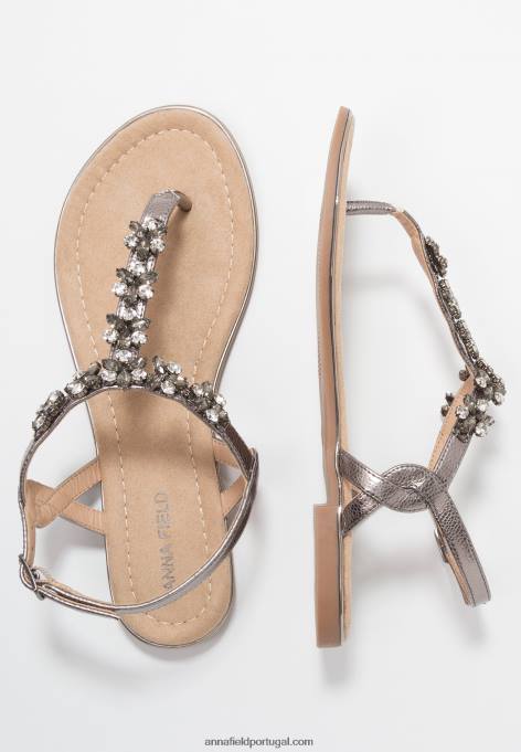 mulheres sandália t-bar gunmetall F4BZ0D1515 Anna Field