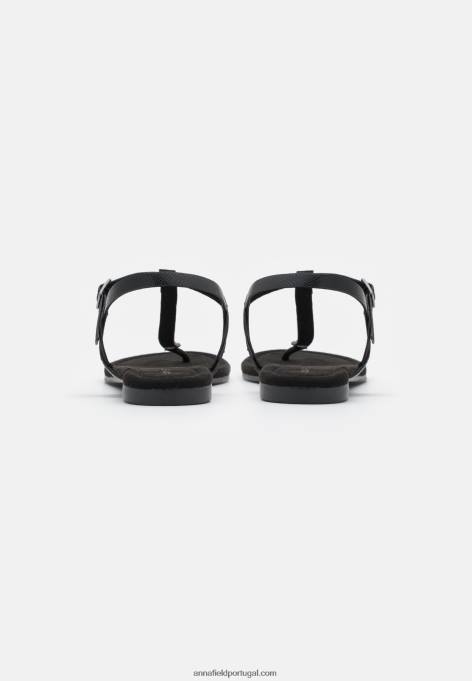 mulheres sandália t-bar preta F4BZ0D1504 Anna Field
