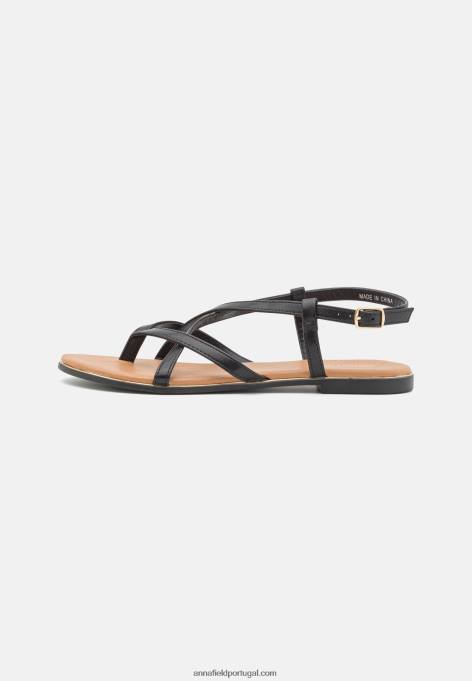 mulheres sandália t-bar preta F4BZ0D1506 Anna Field