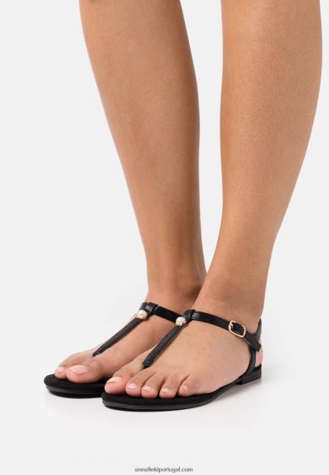 mulheres sandália t-bar preta F4BZ0D1510 Anna Field