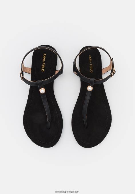 mulheres sandália t-bar preta F4BZ0D1510 Anna Field