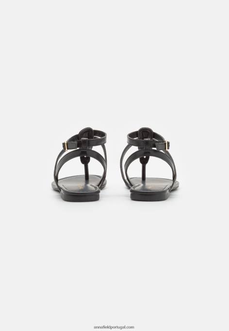 mulheres sandália t-bar preta F4BZ0D1516 Anna Field