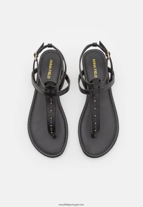 mulheres sandália t-bar preta F4BZ0D1516 Anna Field