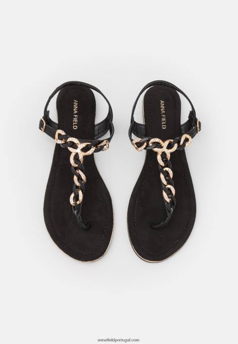 mulheres sandália t-bar preta F4BZ0D1530 Anna Field
