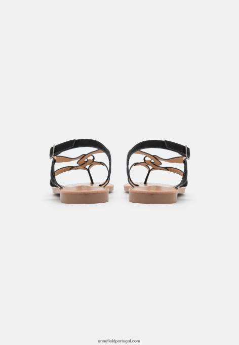 mulheres sandália t-bar preta F4BZ0D1531 Anna Field