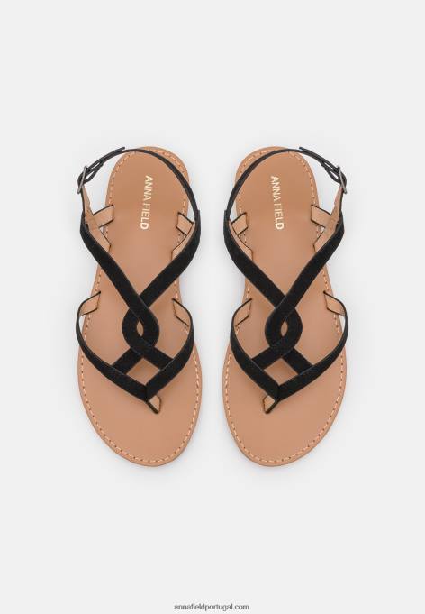 mulheres sandália t-bar preta F4BZ0D1531 Anna Field