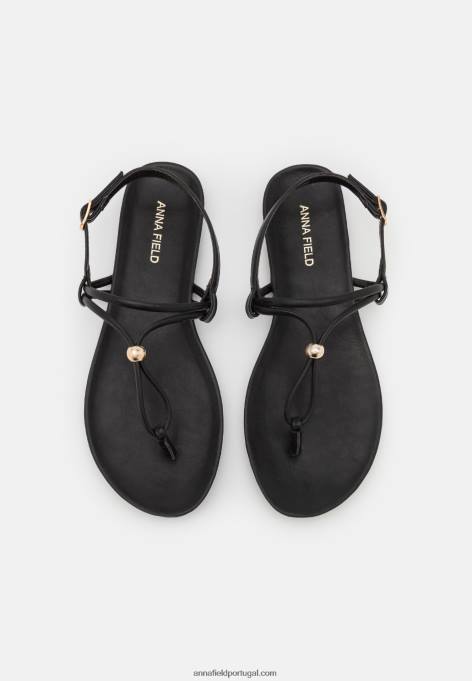 mulheres sandália t-bar preta F4BZ0D1538 Anna Field