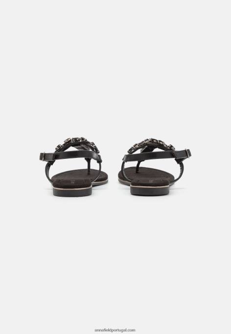 mulheres sandália t-bar preta F4BZ0D1541 Anna Field