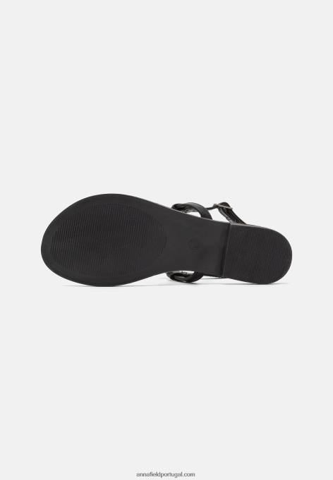 mulheres sandália t-bar preta F4BZ0D1541 Anna Field