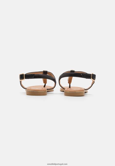 mulheres sandália t-bar preta F4BZ0D1547 Anna Field