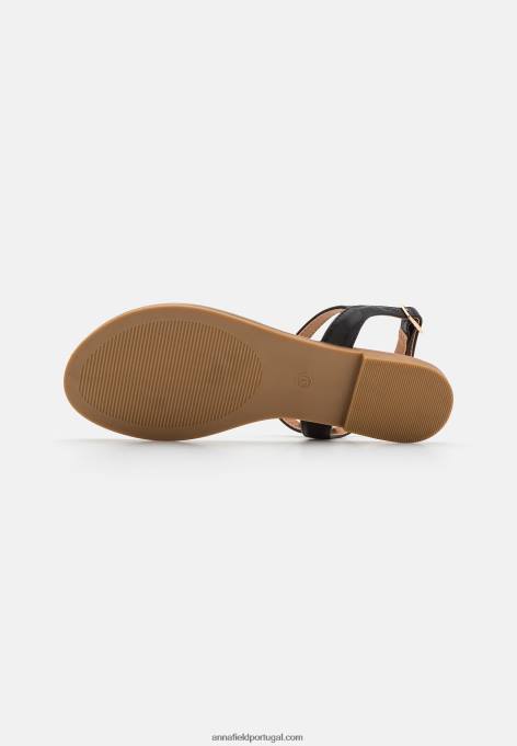 mulheres sandália t-bar preta F4BZ0D1547 Anna Field